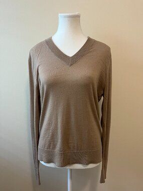 ICEBREAKER 100% Wool V Neck Sweater - S - Beige Tan Taupe Classic Capsule